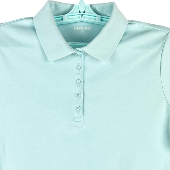 Lands End Girls Light Blue Short Sleeve Polo Shirt Size Medium 10-12 Cotton NWOT - Picture 3 of 10